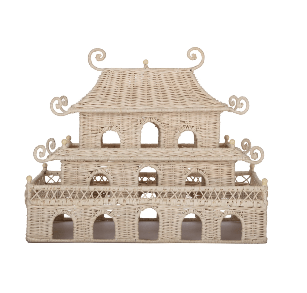 Rectangular Woven Wicker Pagoda